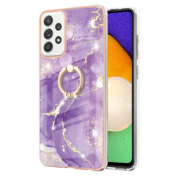 Marble Patterned Suojakuori With Ring Holder For Samsung Galaxy A52s 5G / A52 5g / A52 - Violetti Marble Haze Purple