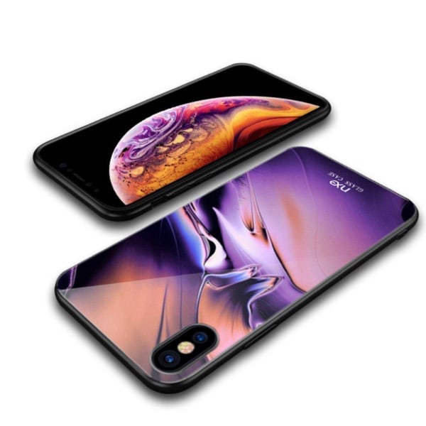 NXE iPhone Xs Max härdat glasfodral med ljusmönster - Stil B multifärg