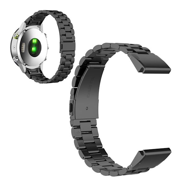 Urrem i rustfrit stål til Garmin-ur - Sort Black