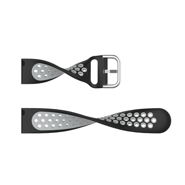 20 mm universal tofarget klokkerem i silikon - Svart / Grå Black