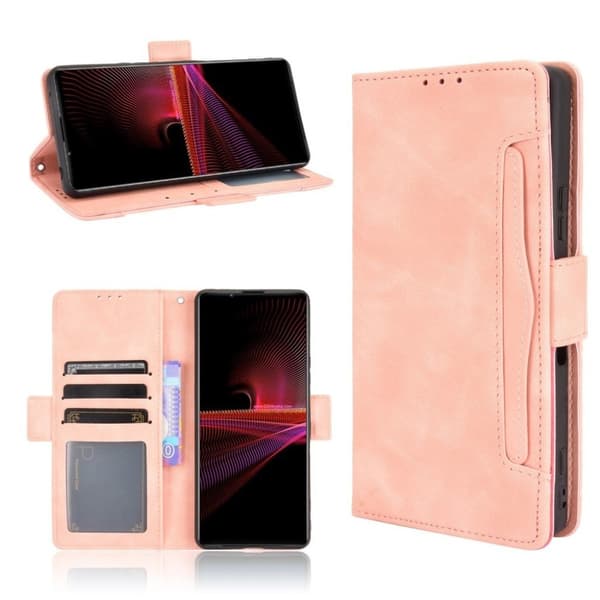 Modern-styled Læder Pung Etui til Sony Xperia 1 Iii - Lyserød Pink