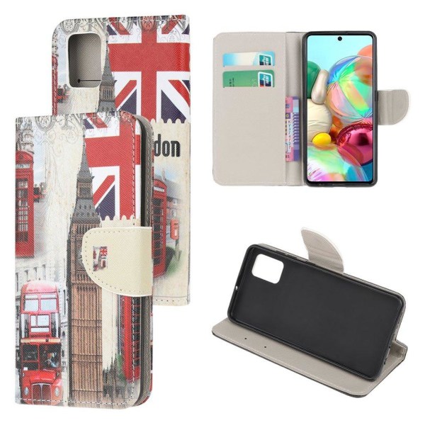 Wonderland Samsung Galaxy A71 flip kotelot - London Elementit Multicolor