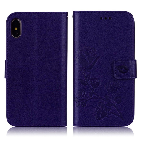 iPhone Xs Max imprinted rose pattern case - Purple Purple