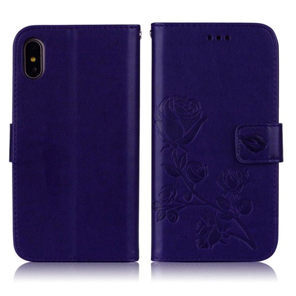 iPhone Xs Max painettu ruusu kuvio tapauksessa - Violetti Purple