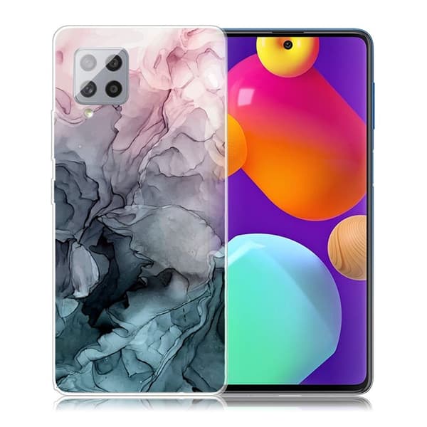 Marble Samsung Galaxy M62 / F62 Etui - Rose og Greyish Blå Skyer Multicolor