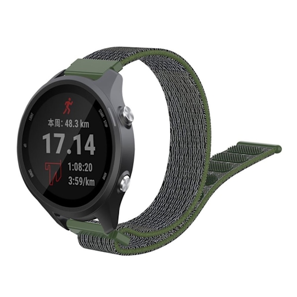 Garmin Forerunner 245 nylonurrem med velcro - grå / armygrøn Silver grey