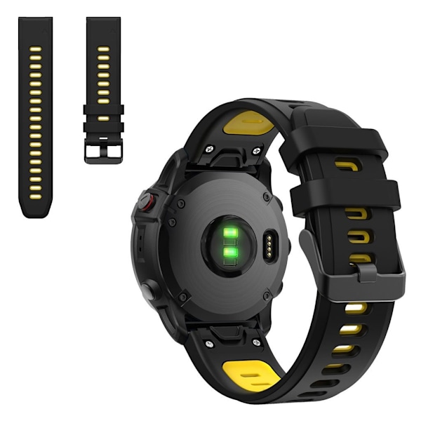 Dual color silicoone urrem til Garmin-ur - Sort / Gul Black
