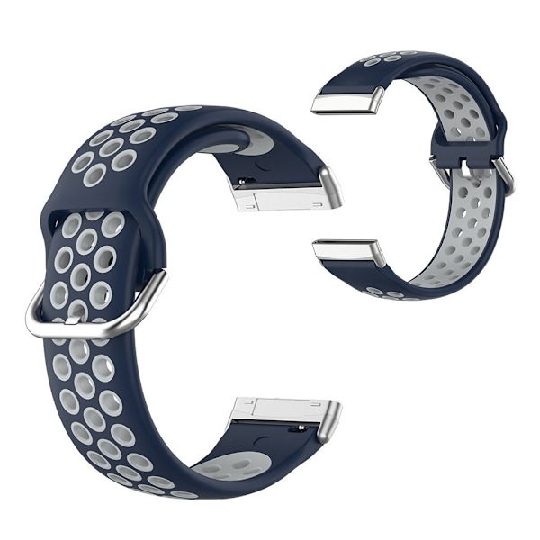 Fitbit Sense / Versa tofarget silikonklokkearmbånd - Midnattsblå / Grå Blue