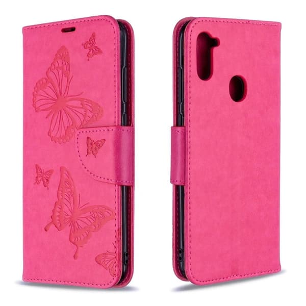 Butterfly Samsung Galaxy A11 / M11 Etui - Rose Pink