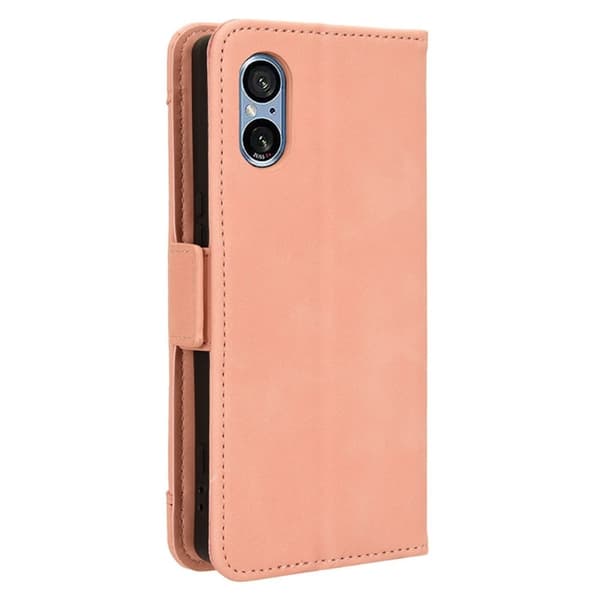 Stilfuldt Læder Etui med Pung til Sony Xperia 5 V - Lyserød Pink