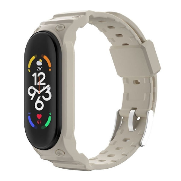 Xiaomi Mi Band 7 / 6 / 5 rem med skydd - Beige Silvergrå