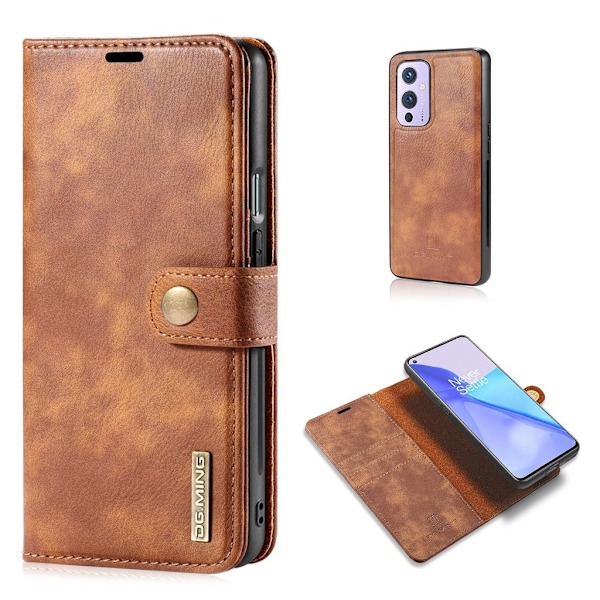 DG.MING OnePlus 9 2-in-1 lompakkokotelo - Ruskea Brown