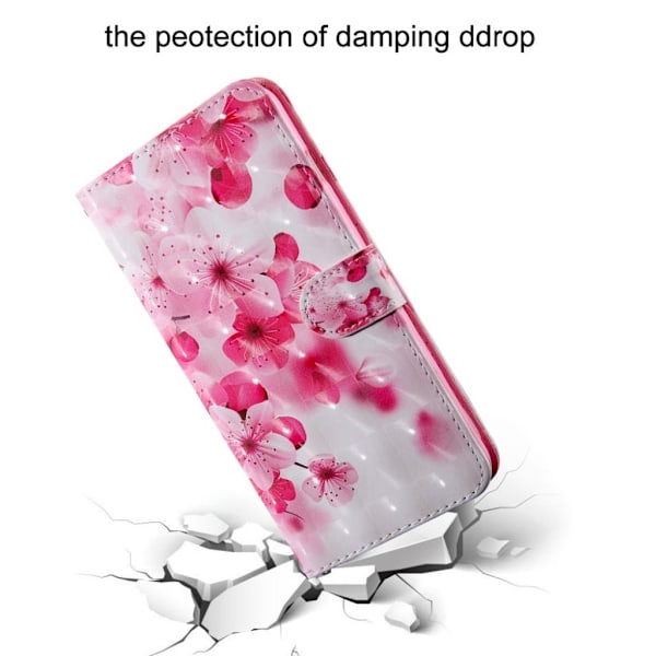Huawei P30 Lite kuvio nahkakotelo - Persikka Kukka Pink