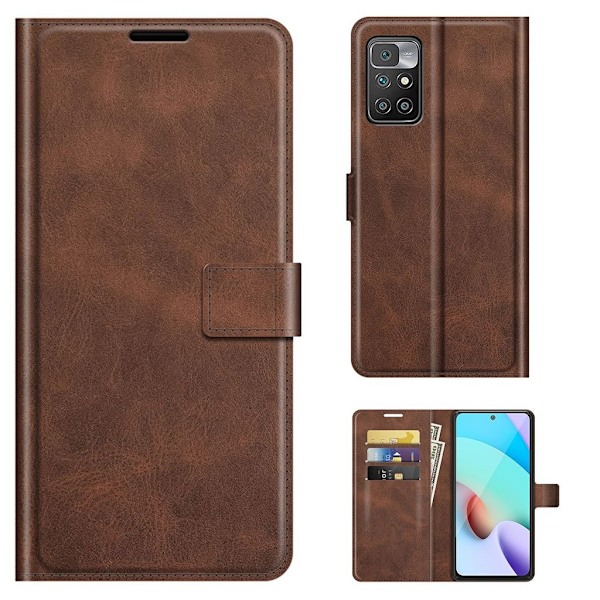 Lompakko Nahkakotelo For Xiaomi Redmi 10 Prime / Redmi 10 - Ruskea Brown