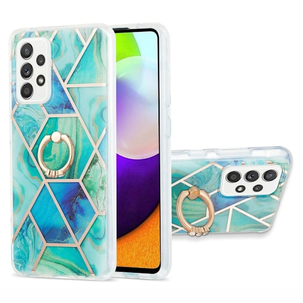 Marble Patterned Suojakuori With Ring Holder For Samsung Galaxy A52s 5G / A52 5g - Vihreä Green