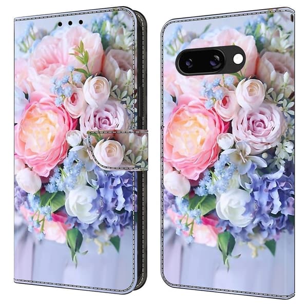Wonderland Google Pixel 9a flip etui - Farverig Blomst Purple