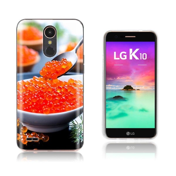 LG K10 2017 softlyfit præget TPU-etui - Frugtperler Orange
