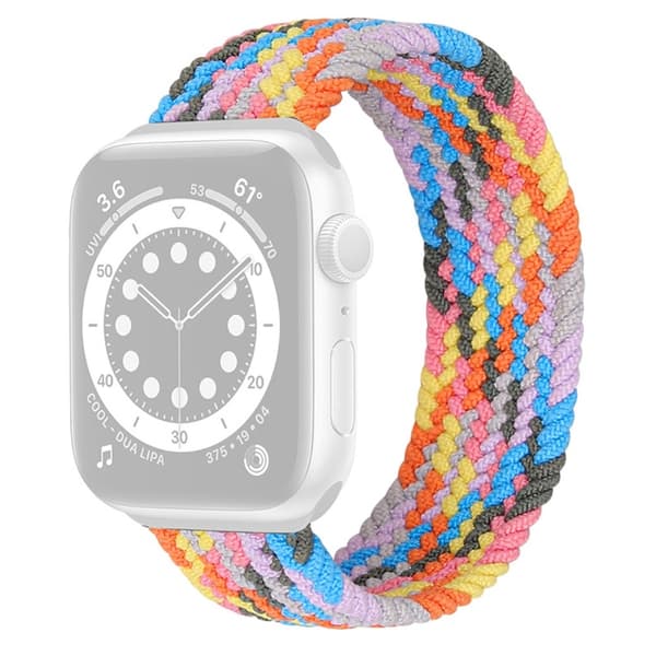 Apple Watch Series 8 (41 mm) elastisk klokkerem i nylon - Regnbuefarget Sukker Størrelse: M Multicolor