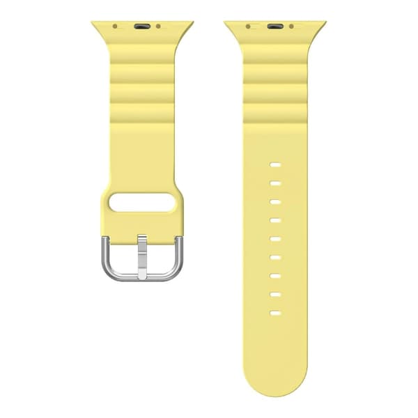 Apple Watch (45mm) vaakasuora raidallinen silikoninen kellonhihna - Keltainen Yellow