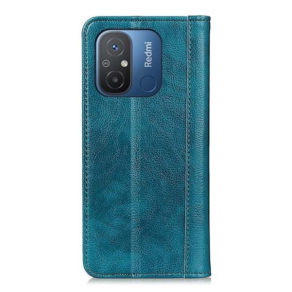 Äkta läder Xiaomi Redmi 12C / Xiaomi Redmi 11A fodral med magnetisk stängning Grön