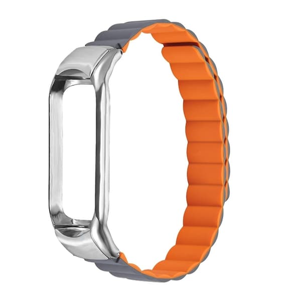 Xiaomi Mi Smart Band 6 / 5 snyggt klockarmband i silikon - Grå / Orange Silvergrå