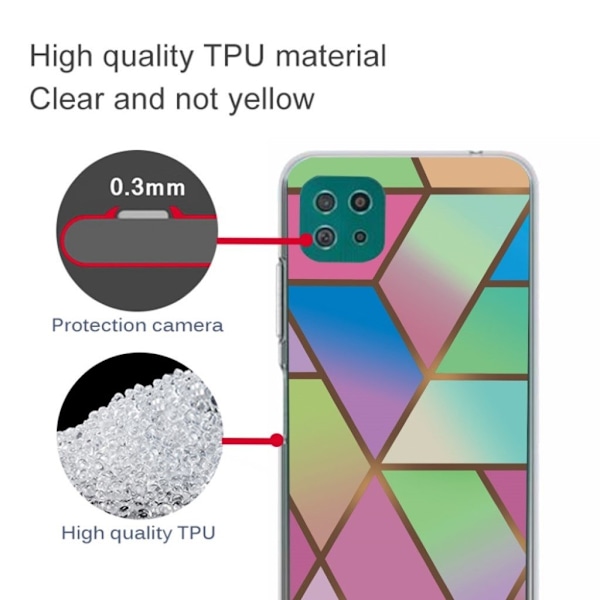 Marble design Samsung Galaxy A22 5G cover - Rose / Grøn Og Blå Fragmenter Multicolor