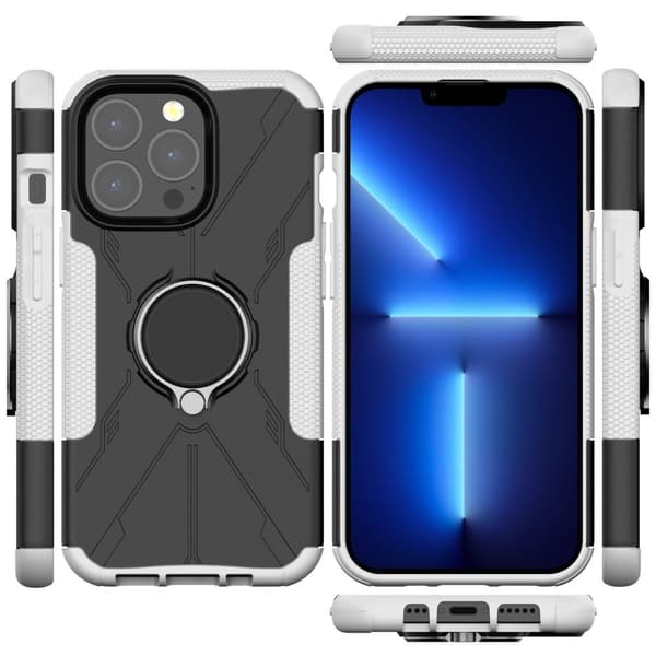 Kickstand-deksel med magnetisk ark for iPhone 13 Pro Max - Hvit White