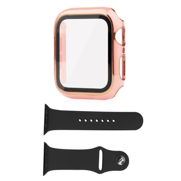 Apple Watch SE 2022 (44mm) cover og silikone cover med hærdet gl Pink