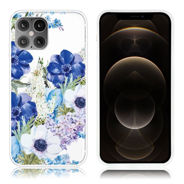 Deco iPhone 12 / 12 Pro Etui - Blåe Blomster Blue