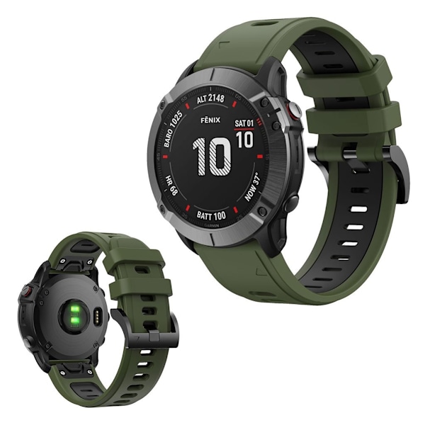 Bifarvet silikoneurrem til Garmin-enhed - Militærgrøn / Sort Green