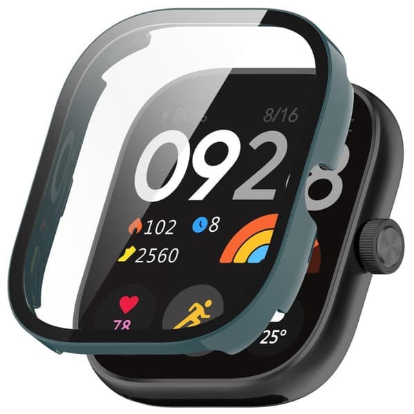 Xiaomi RedMi Watch 4 Full Protective Case Watch Cover with Tempered Glass Screen Protector - Green Grön