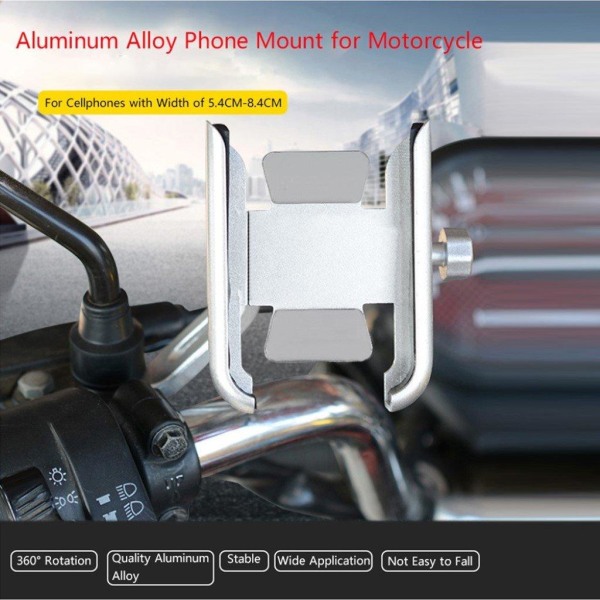 Universal WUPP 360 degree aluminum alloy motorcycle / bike phone Silver grey