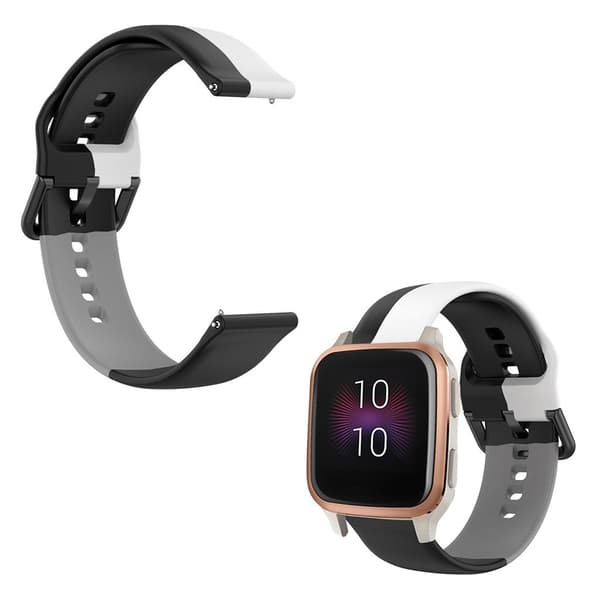 20 mm trefarvet silikoneurrem til Garmin-ur - Sort / Hvid / Grå Multicolor