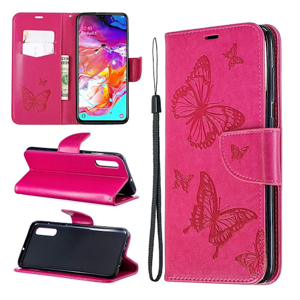 Butterfly Samsung Galaxy A70 kotelot - Ruusu Pink
