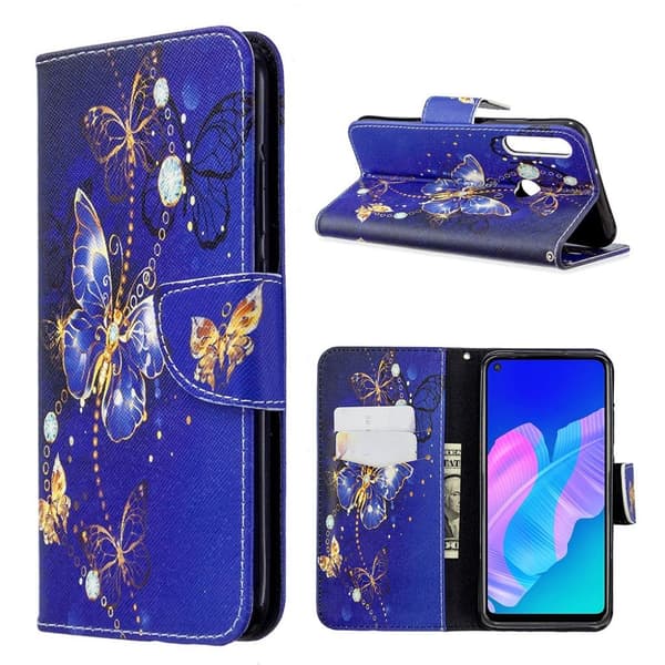 Wonderland Huawei P40 Lite E Etui - Sommerfugle mønster Purple