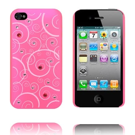 Hvide spiraler - Mat Gennemsigtig (Rosa) Iphone 4S Cover Pink