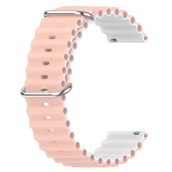 22 mm universal klockarmband i silikon i vågig stil - Rosa / Vit Rosa