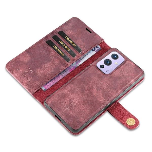 DG.MING OnePlus 9 2-i-1 lommeboketui - Rød Red