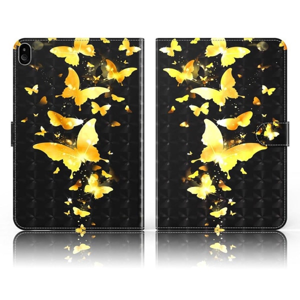 Lenovo Tab M10 pattern leather flip case - Gold Butterfly Guld