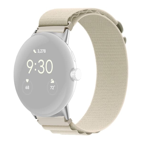 Google Pixel Watch nylonklokkerem med sølvfarget kontakt - Beige Brown