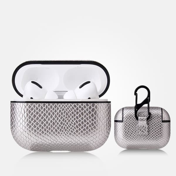 AirPods Pro coolt fodral med ormstruktur - Silver Silvergrå