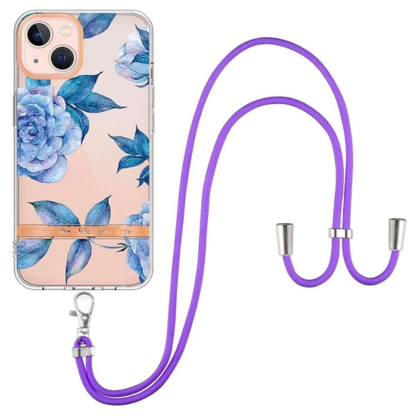 Slim and durable softcover with lanyard for iPhone 13 Mini - Blu Blue