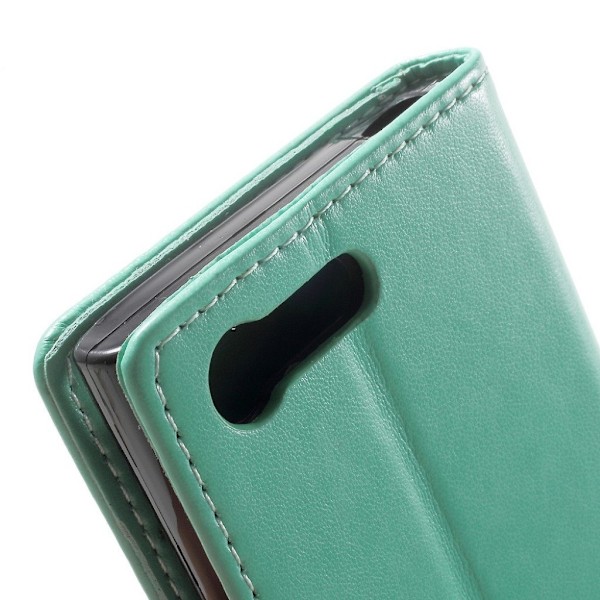 Moberg Sony Xperia X Compact Perhos Nahkakotelo Läpällä - Syaani Green