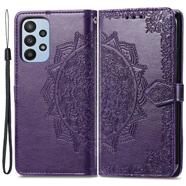 Mandala läder Samsung Galaxy A23 fodral - Lila Lila