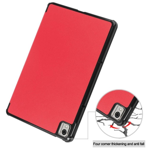 Tri-fold Leather Stand Case for Nokia T21 - Red Red