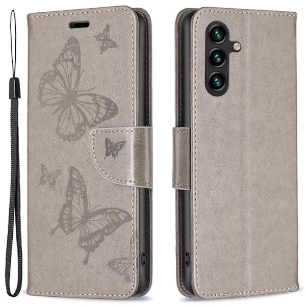 Butterfly Samsung Galaxy A15 Flippetui - Grå Silver grey