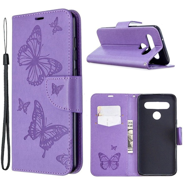 Butterfly läder LG K61 fodral - Lila Lila