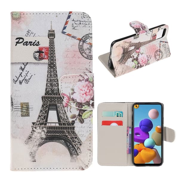 Wonderland Samsung Galaxy A22 5G flip kuoret - Eiffel-Torni Multicolor