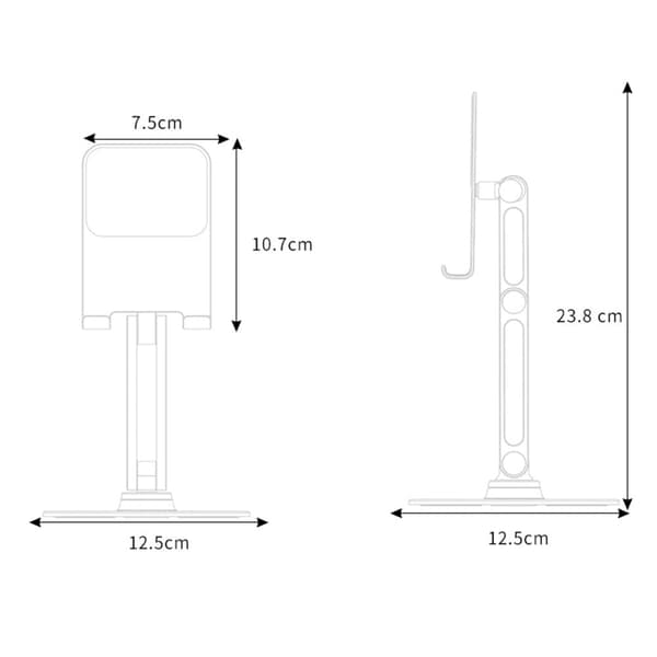 Universalholder til telefon og tablet i aluminiumslegering - Sort Black