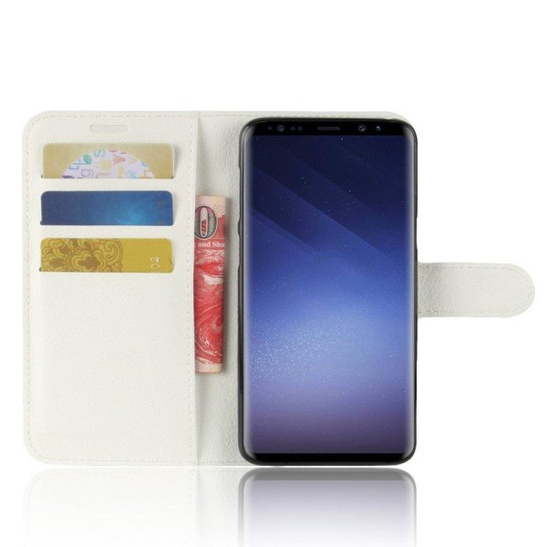 Samsung Galaxy S9 litchi skin PU læder flip etui - hvid White